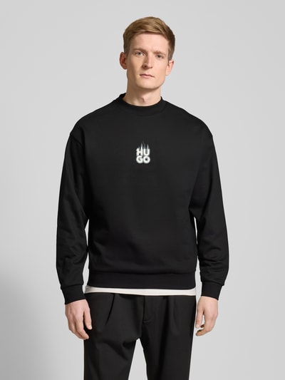 HUGO Sweatshirt mit Label-Print Modell 'Durungu' Black 4