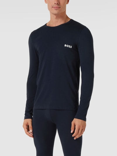 BOSS Longsleeve mit Label-Stitching Modell 'Infinity' Dunkelblau 1