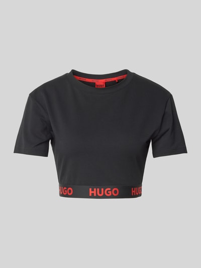 HUGO Cropped T-Shirt mit Rundhalsausschnitt Modell 'SPORTY' Black 2