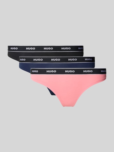 HUGO String aus Baumwoll-Mix mit Logo-Stitching im 3er-Pack Pink 1