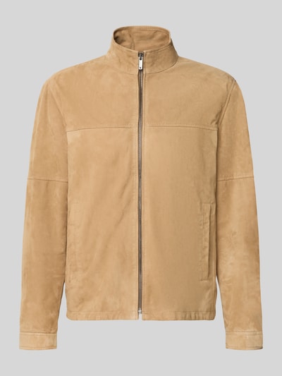 Strellson Regular Fit Lederjacke aus echtem Ziegenvelours Modell 'JIMMY-S' Sand 2
