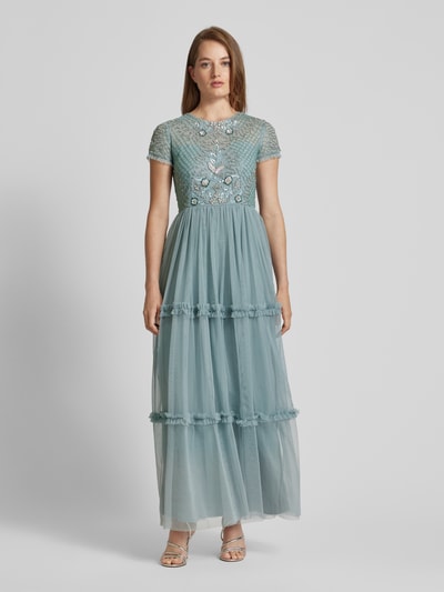 LACE & BEADS Abendkleid mit floraler Stickerei Mint 4