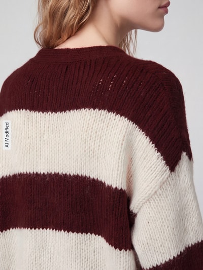 VERO MODA Strickjacke mit Ballonärmeln Bordeaux Melange 3