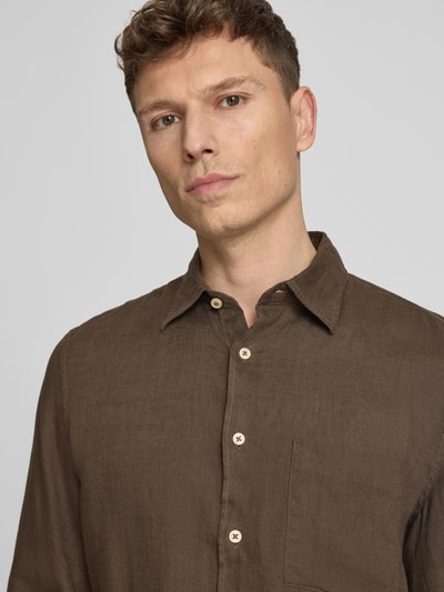 Marc O'Polo Koszula casualowa o kroju regular fit z czystego lnu Ciemnobrązowy 3