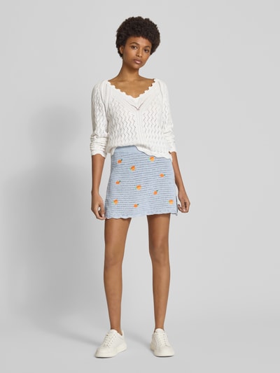 Pepe Jeans Strickrock mit Lochmuster Modell 'OLAYA' Hellblau 1