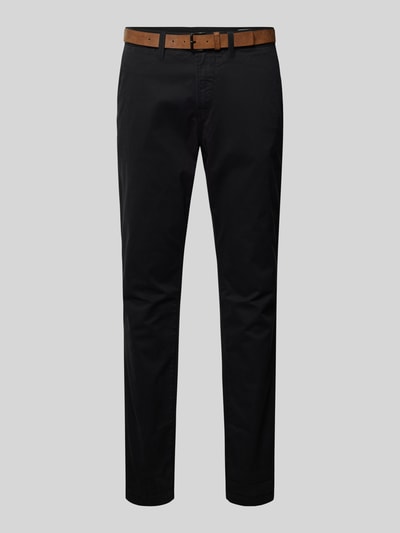 Tom Tailor Denim Chinosy o kroju slim fit z paskiem Czarny 2