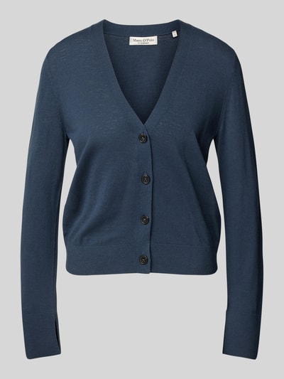 Marc O'Polo Slim Fit Strickjacke aus Baumwoll-Leinen-Mix Marine 2