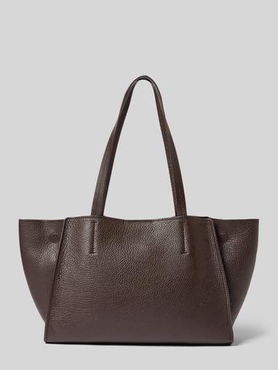 Produktfoto, Handtasche aus echtem Leder Modell 'HAMILTON' von MICHAEL Michael Kors in Dunkelbraun mit feiner Narbung und Magnetverschluss, strukturierte Oberfläche, Label-Applikation, Schulterriemen, Maße 52x27x15 cm, Länge Schulterriemen 62 cm