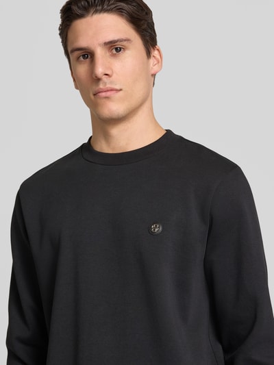 BOSS Sweatshirt met labelbadge, model 'Sharpe' Zwart - 3