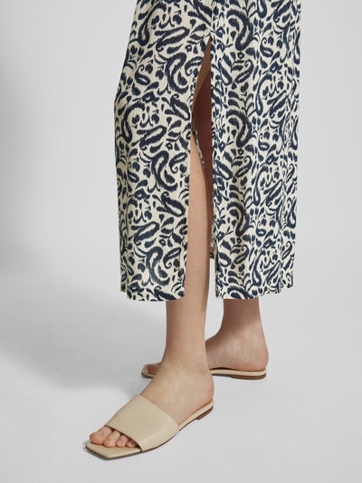 ICHI Spódnica midi z wiskozy z elastycznym pasem model ‘MARRAKECH’ Niebieski 3