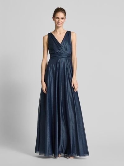 Christian Berg Cocktail Abendkleid mit Taillenpasse Marine Melange 4