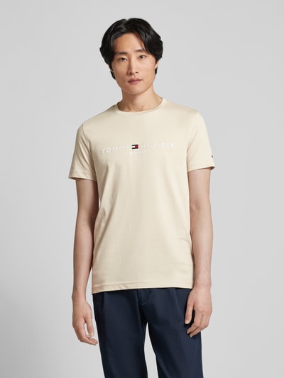 Tommy Hilfiger T-shirt met labelprint Beige - 4