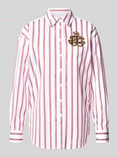 Lauren Ralph Lauren Regular fit overhemdblouse met labelapplicatie, model 'KOTTA' Rood gemêleerd - 2