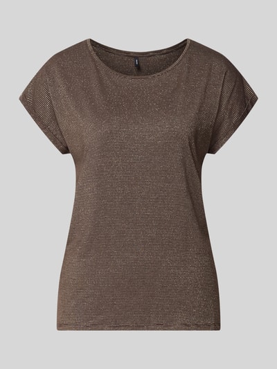 Produktfoto, braunes Loose Fit T-Shirt aus Viskose-Mix Modell 'LAVA' von VERO MODA mit feiner Struktur und leichtem Glanz, Damen T-Shirt