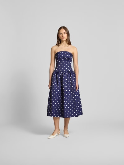 Self-Portrait Knielanges Kleid im Off-Shoulder-Design Marine 4