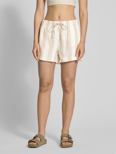 Only Loose Fit Shorts aus Viskose-Leinen-Mix Modell 'CARO' Ecru 4