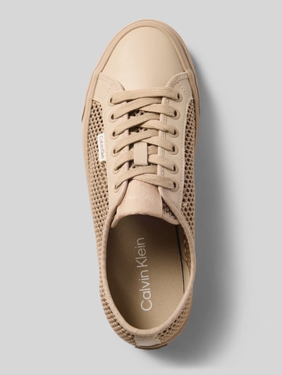 Produktfoto, Low Top Sneaker mit Plateau-Sohle von CK Calvin Klein, beżowy, siateczkowy materiał, okrągły nosek, sznurowanie, label patch