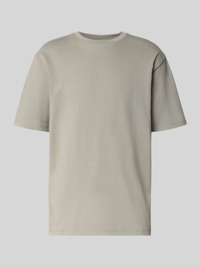 Lindbergh T-shirt o kroju oversized z okrągłym, prążkowanym dekoltem Khaki 2