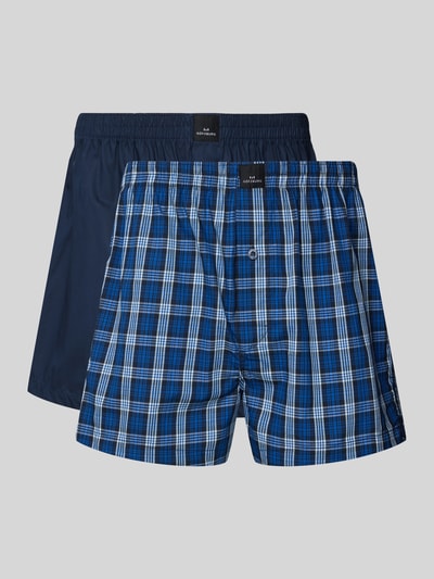 Götzburg Wäsche Boxershorts mit Label-Patch im 2er-Pack Marine 1