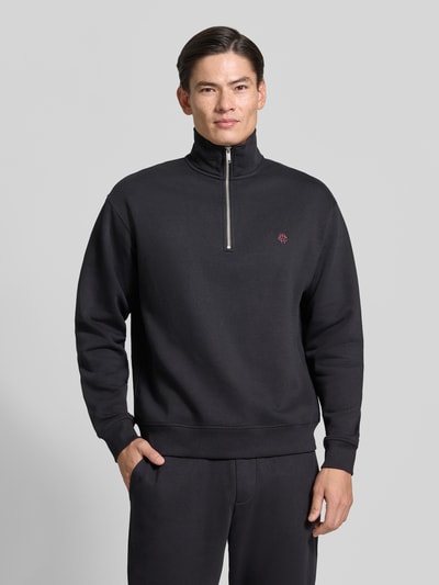 MCNEAL Relaxed Fit Troyer aus Baumwoll-Mix mit Troyer-Kragen Black 4