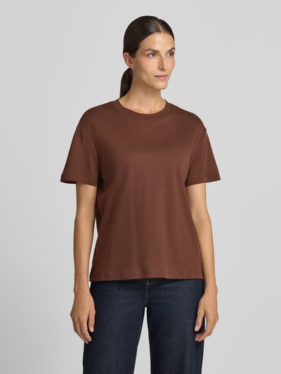 Stefanel T-shirt z czystej bawełny Czekoladowy 4