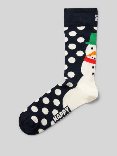 Happy Socks Socken mit Motiv-Stitching Modell 'Jumbo Snowman' Marine 1