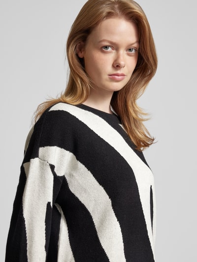 Vero Moda Regular Fit Strickpullover mit Two-Tone-Muster Modell 'NANCY' Black 3