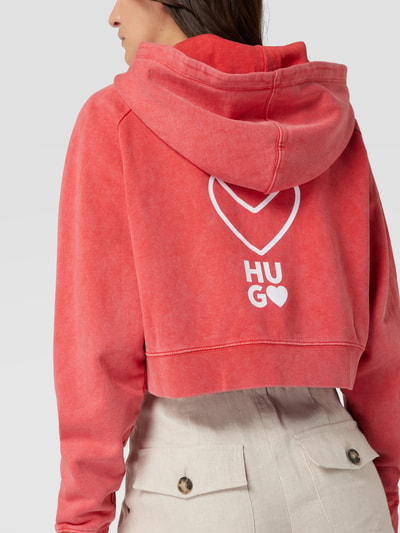 HUGO Cropped Hoodie mit Label-Stitching Modell 'Dimalaya' Hellrot 3