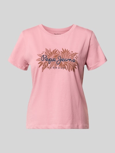 Produktfoto, Boxy Fit T-shirt uit puur katoen model 'CRISTINA' van Pepe Jeans in effen kleuren met labelprint en motiefprint, ronde hals, korte mouw, jersey-materiaalverwerking