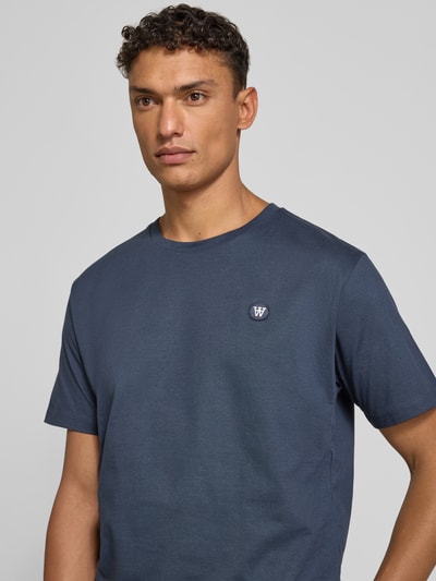 Wood Wood T-shirt z wyhaftowanym logo i okrągłym dekoltem Niebieski 3