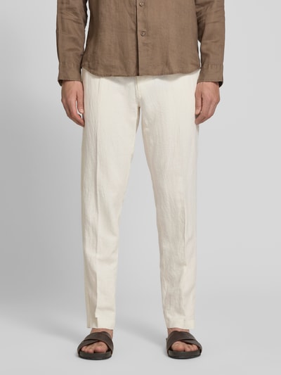 Selected Homme Straight Leg Leinenhose mit Tunnelzug Modell 'LEROY' Offwhite 4