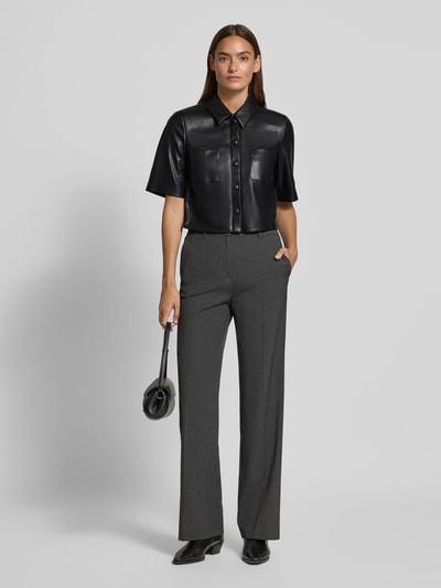 Christian Berg Woman Selection Korte overhemdblouse in leerlook Zwart - 1