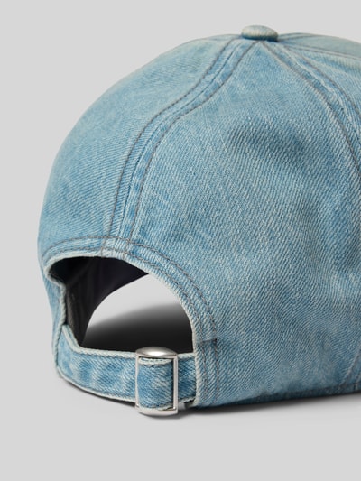 Productfoto, Basecap in denimlook met labeldetail van G-Star Raw, puur katoen, verstijfde klep, lichtblauw met textuur.
