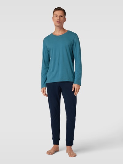 Schiesser Sweatbroek met tunnelkoord, model 'Mix+Relax' Marineblauw - 1