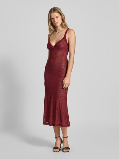 Bardot Midikleid aus Spitze Modell 'ALEGRA' Bordeaux 4