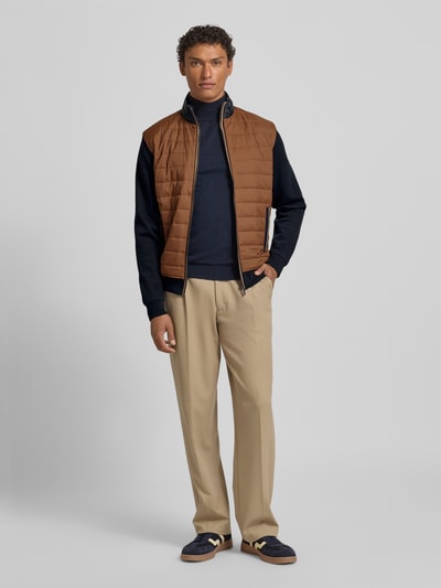 bugatti Sweatjack met labeldetail Camel - 1