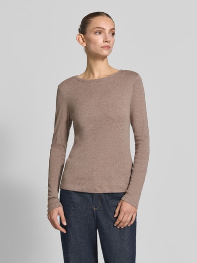 s.Oliver RED LABEL Slim Fit Langarmshirt aus reiner Baumwolle Taupe Melange 4