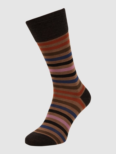 FALKE Sokken van merinowolmix, model 'Tinted Stripe' Middenbruin - 1