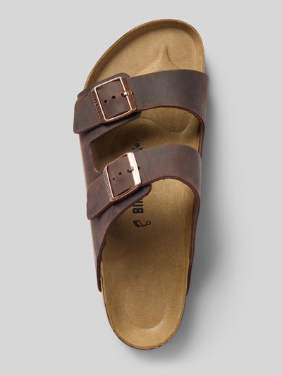Birkenstock Slides aus echtem Leder mit breiten Riemen Modell 'ARIZONA' Mittelbraun 3