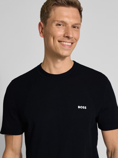 BOSS Green T-Shirt mit Label-Print Dunkelblau 3