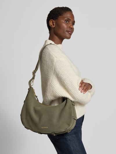 Hey Marly Rękawiczki ze skóry bydlęcej model ‘Lifetime Sister Suede’ Ciemnozielony 1