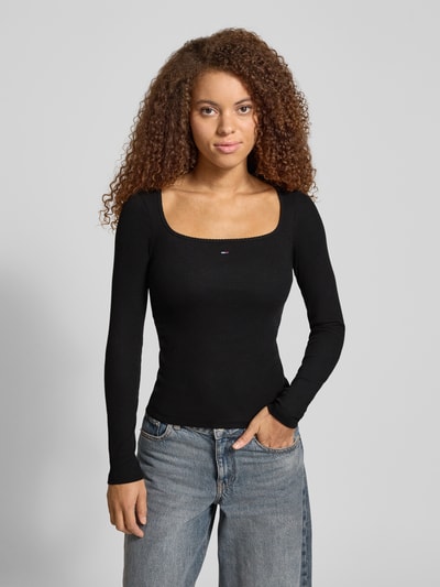 Tommy Jeans Slim fit shirt met lange mouwen van katoenmix Zwart - 4