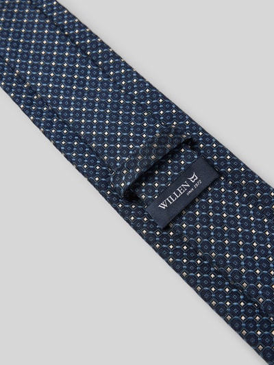 Produktfoto, Krawatte aus Seide im Allover-Look (8 cm) von Willen mit klassischer Form, feines Muster, Label-Detail, dunkelblau-beige