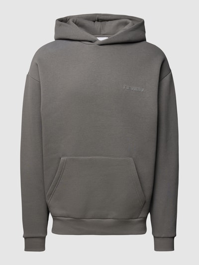 REVIEW Hoodie mit Label-Applikation  Dunkelgrau 2