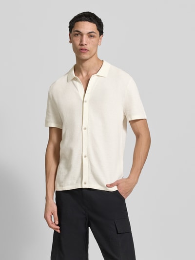 JACK & JONES Regular Fit Freizeithemd mit Polokragen und Knopfleiste Offwhite 4