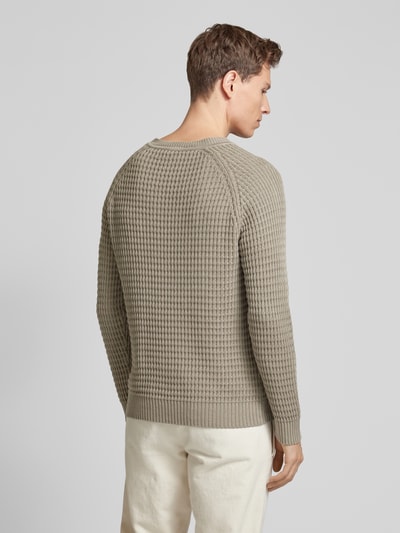 HUGO Strickpullover mit gerippten Abschlüssen Modell 'Sardello' Beige 5