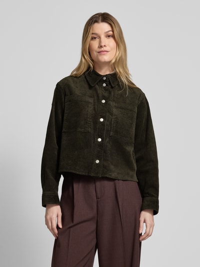 MSCH Copenhagen Regular fit corduroy blouse met borstzakken, model 'Arcelle Geggo' Kaki - 4