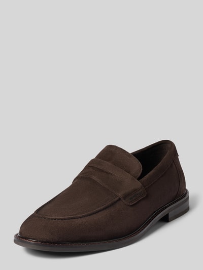 Produktfoto, brauner Loafer aus echtem Leder Modell 'Lozham' von GANT, glatte Oberfläche, elegante Form, Herren Loafer von GANT