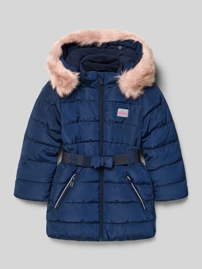 s.Oliver RED LABEL Regular fit gewatteerd jack met sierriem Marineblauw - 1