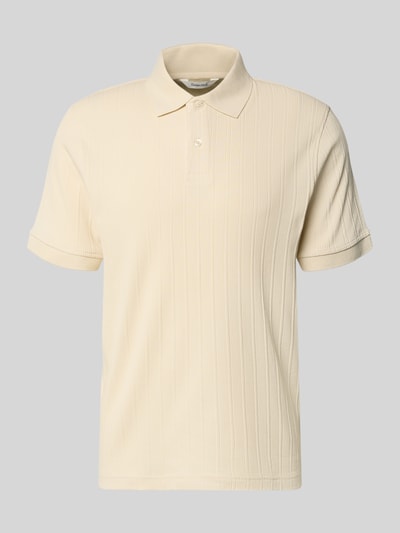 Produktfoto, Regular Fit Poloshirt reiner Baumwolle Modell 'COLE' von SELECTED HOMME, Optik: Unifarben, Struktur, Polokragen, kurze Knopfleiste, Kurzarm, Struktur-Jersey, beige